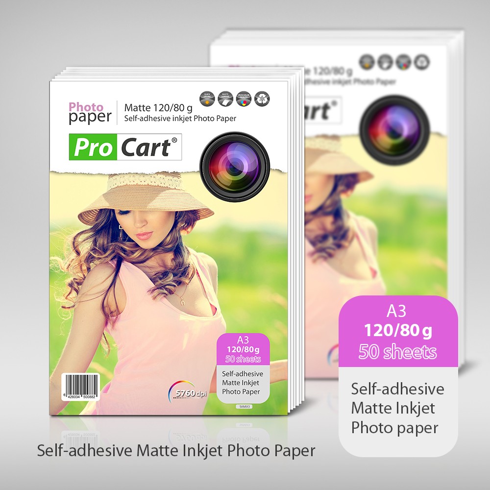 Hartie FOTO Mata autoadeziva 120/80g A3, top 50 coli - imagine 3